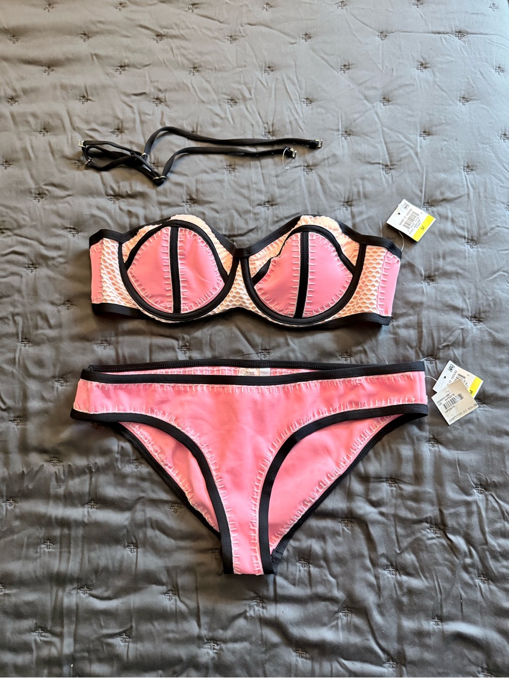Bar III Sunset Colors Coral Pink “Whip it Good” Pink Bikini w/ convertible top